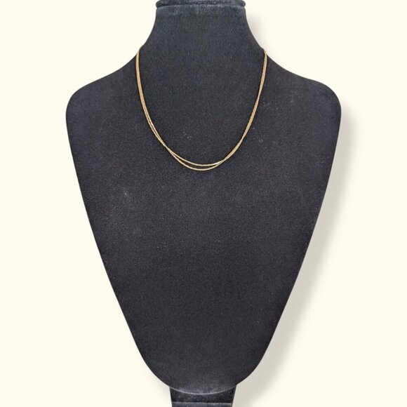 (2/$20) Vintage Adjustable Gold Tone Flat Link Necklace - Picture 3 of 5